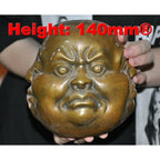 5.6" Chinese Buddhism brass copper 4 Face Expression Maitreya Buddha Head Statue