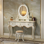 European Luxury Vanity Table Bedroom Mid Century White Makeup Dressing Table Cosmetics Chair Penteadeira Postmodern Furniture