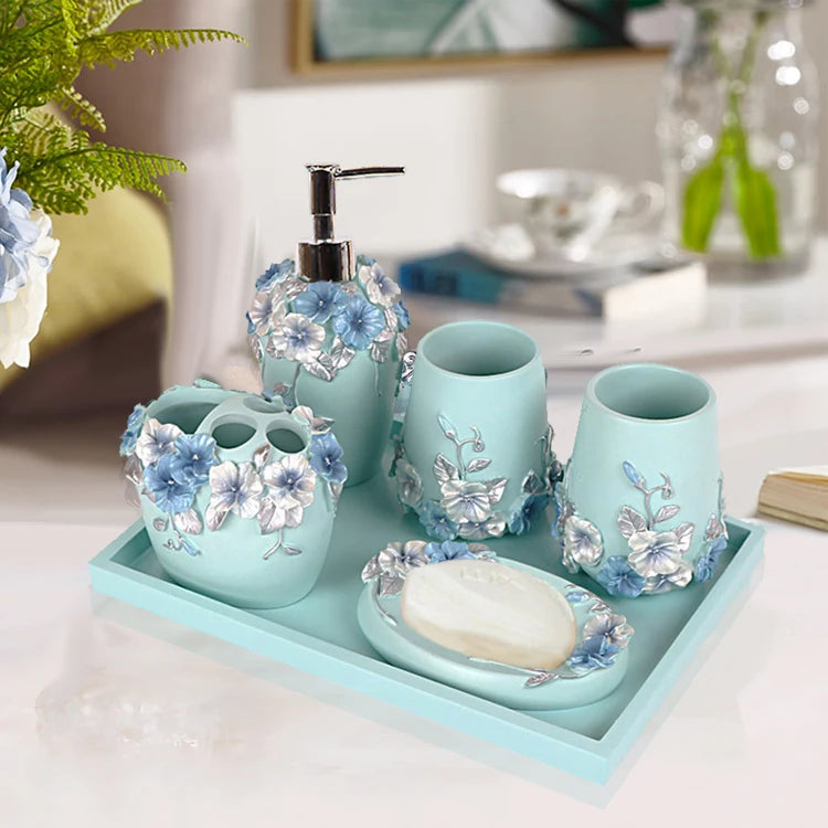 Resin Bathroom Set, Multi Models, Optional, Set of 5 Pieces, Toiletries Kit, Bathroom Accessories