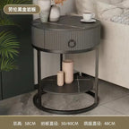Modern Minimalist Round Slate Drawer Table: High-End Appeal, Perfect as Side Table or Bedside Cabinet