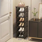Household Metal Shoe Rack Multi-Layer Stackable Adjustable Simple Shoe Cabinet with Compartment Cloth for Wall Corner Entrance