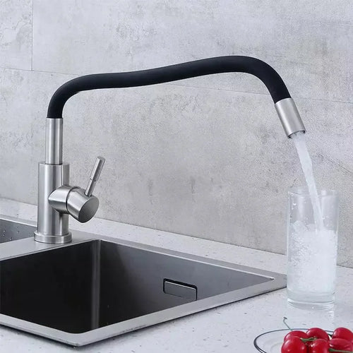 Kitchen Sink Faucet Stainless Steel Single Cooling Faucet Modern Universal Swivel Wash Basin Balcony Splash Proof Faucet
