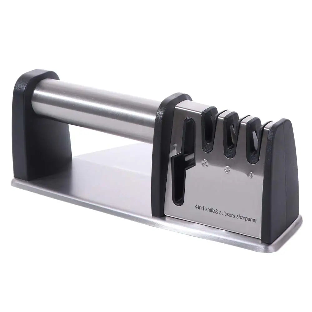 Kitchen Gadgets Manual 4 in 1 Sharpener Professional Non-slip Base Kitchen Sharpening Stone Handheld Whetstone Canteen