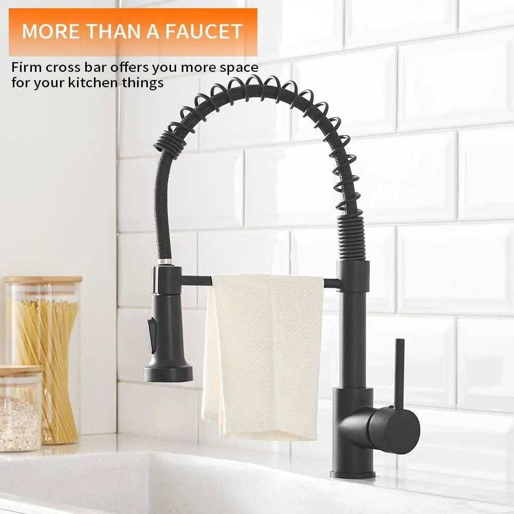 United States Canada G9/16 Kitchen Faucets Silver Faucets for Kitchen Sink Pull Out Spring Spout Mixers Tap Hot Cold Water Crane