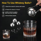 2pcs Large Whiskey Stones Round Stainless Steel Ice Ball Reusable Drink Cooler for Beer Wine Coffee Food Grade Bar Accessories