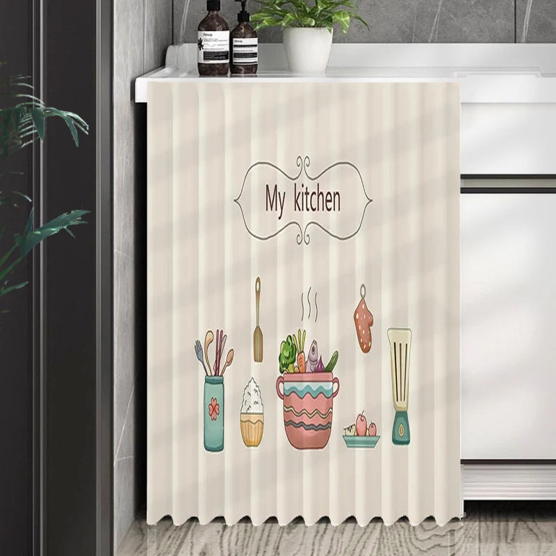 INS Kitchen Cabinet Curtain Self-Adhesive Half-curtains Cupboard Wardrobe Cover DustProof Short Curtains Home Decor Cortinas 커튼