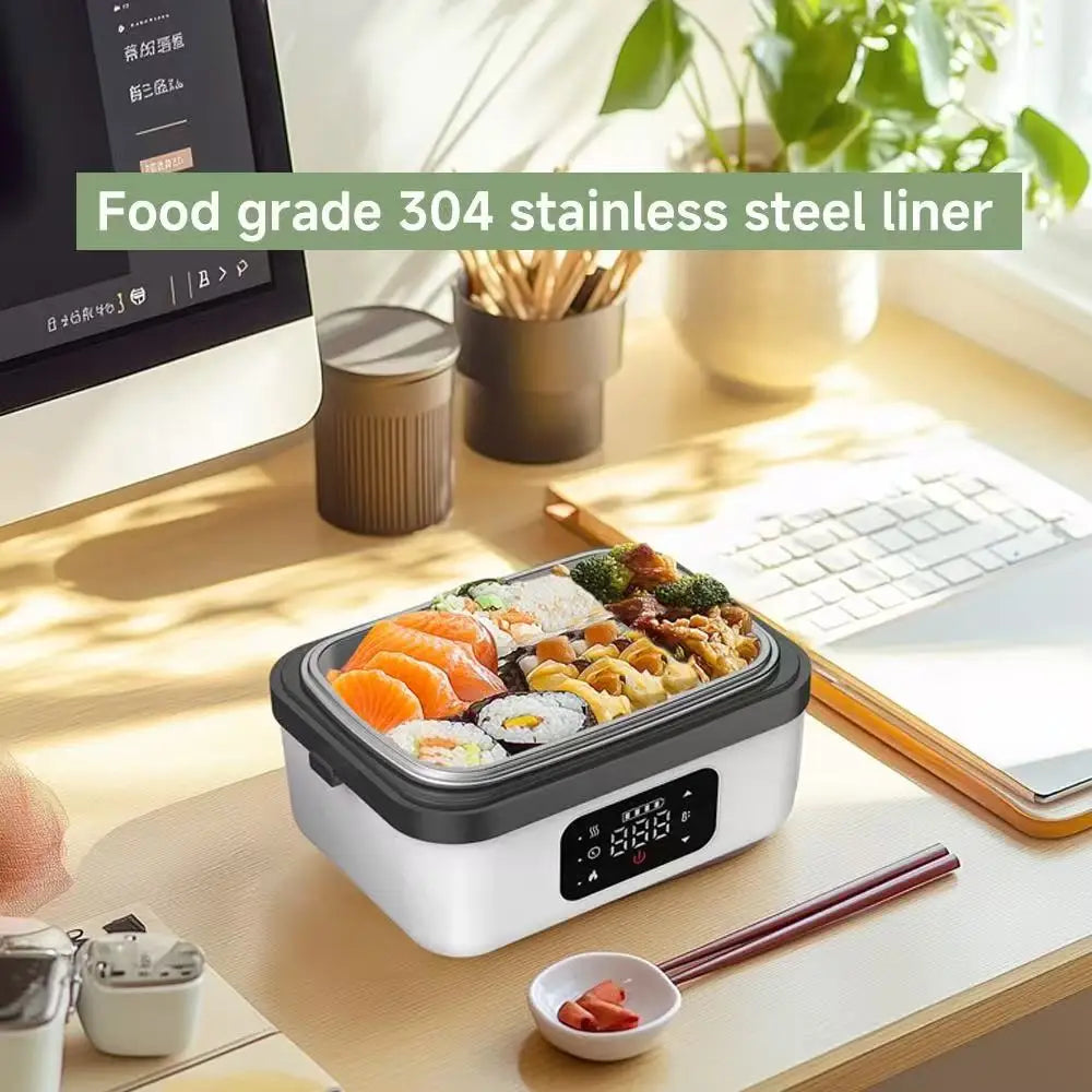 Portable Wireless Lunch Box Heating Water-free Bento Box Large Capacity Insulated Lunch Box For Travel/Office LCD Display