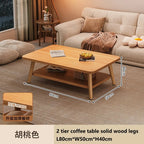 Formwell 80*50cm top 2 tier simple coffee table wood sofa table for Living Room easy assembling solid wood legs