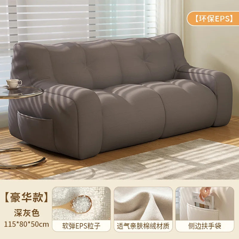 Small Double Bean Bag Sofa Double Seat Reclining Soft Comfortable Sofa Balcony Bedroom Washable Fabric Sofa