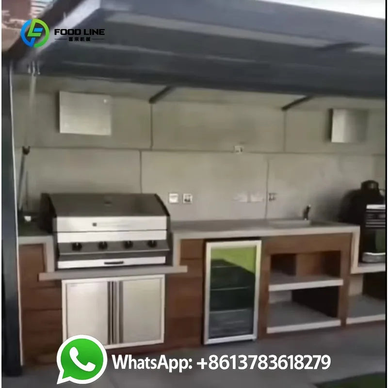 Customized Prefabricated Mobile Outdoor Kitchen Unit Contemporary Design Wind Rainproof Modular Cabinet with Cooking Area