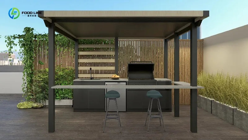 Customized Outdoor Kitchen Cabinets Weatherproof Modular - Interlocking Units with Drawer Dividers, Wine Rack & Tool Storage