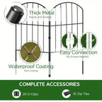 Heavy-Duty Metal Garden Fence Panels 10ft x 24in Rustproof Animal Barrier, No Dig Decorative Border for Dogs, Flower Bed, Patio