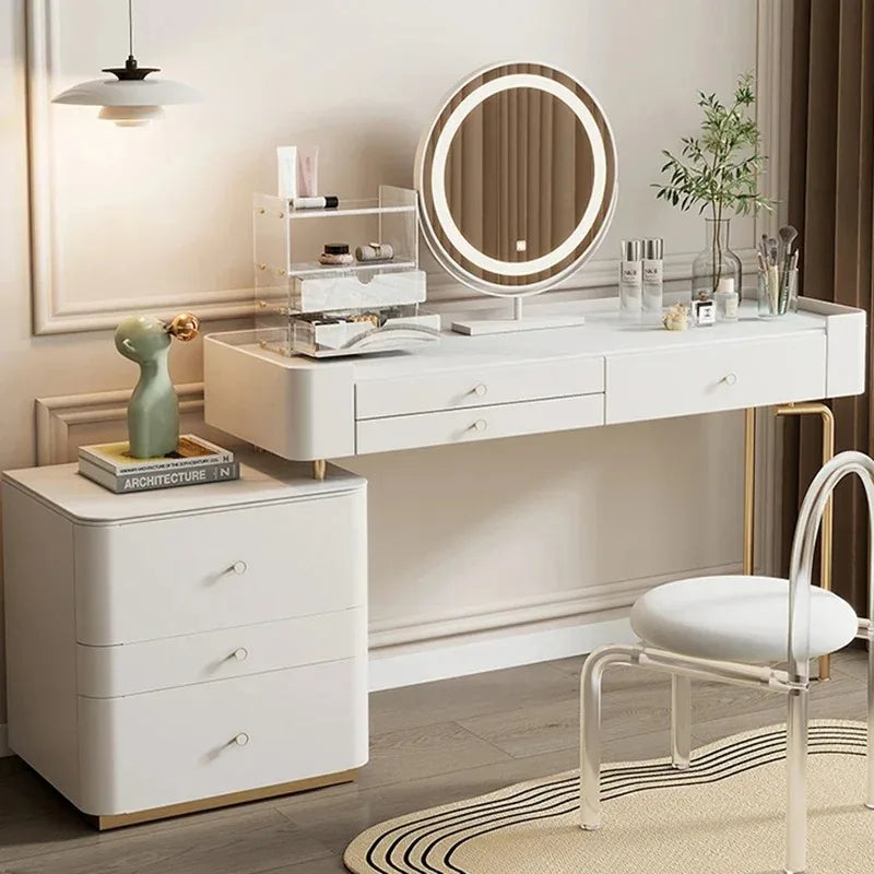 Modern Storage Vanity Table Living Rooms Beige Organizer Makeup Dresser Luxury Space Saving Coiffeuse Chambre Bedroom Furniture