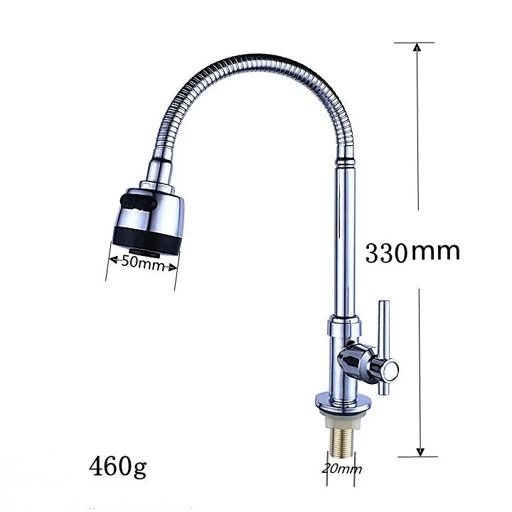 Kitchen Faucet Big Bend Universal Tube Single Cold Wash Basin Sink Faucet Household Rotatable Vertical Faucet