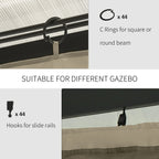 130.75" X 80.75" Universal Pergola Curtain Kit W/ Hooks/C-Ring Included, Beige