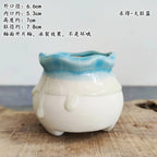 4/6pcs Creative Succulent Planters Succulent Pot Ice Cracked Flow Glaze Peach Egg Ceramic Green Plant Pot Planter Flower Pot