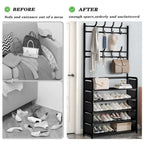 Coat Hat Stand 8 Hooks Metal Storage Shoe Rack 5 Tiers Shelf Hanger Shoes Shelf Living Room Storage Racks 80Cm Widen