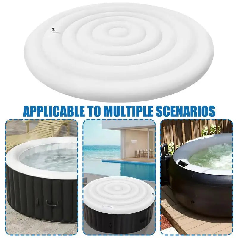 Spa Hot Tub Cover Weatherproof Hot Tub Cover Inflatable Lid in Round Outdoor Rain-Proof Lid Folding Cover with Heat Insulation