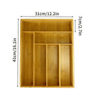 Bamboo Storage Box,Stylish and Simple Six-grid Bamboo Knife Box Sub-format Western Knife Box Kitchen Supplies Storage Box
