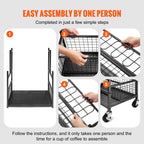 VEVOR 16 Slots Garden Tool Organizer Yard Tool Tower Rack with Hooks Wheels Long-Handled Rake Stand Holder for Garage Storage