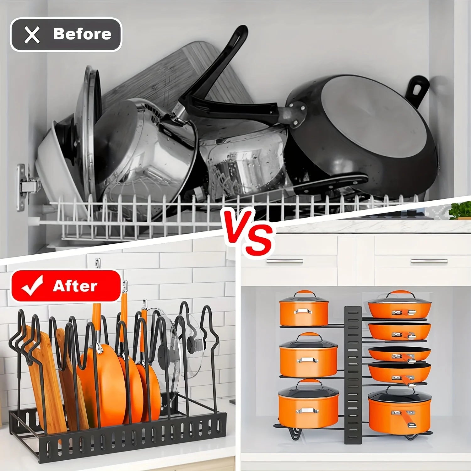 Kitchen Pot & Pan Organizer Rack (2-Pack)