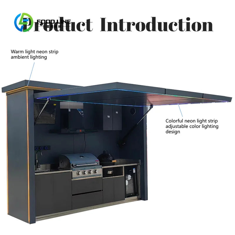 Customized Design Modern Outdoor Kitchen With Bbq Grill Farmhouse Courtyard Gathering Party