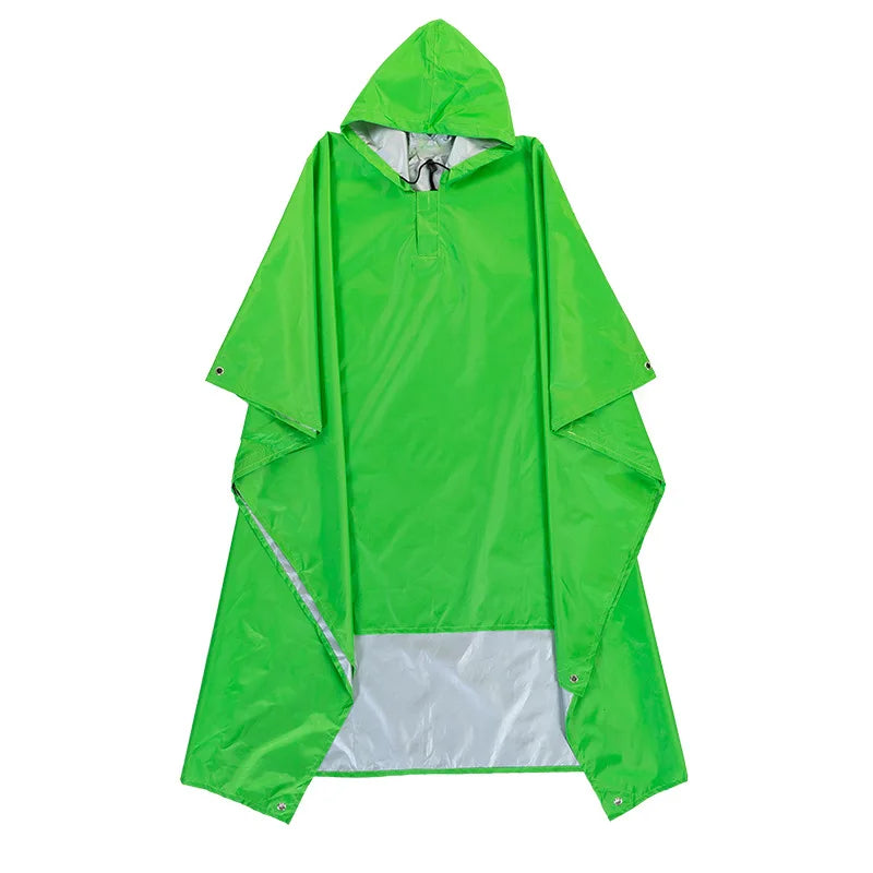 3-in-1 Multifunction Travel Waterproof Poncho Outdoors Rain Coat Shelter Camping Mat Backpack Cover Women Men Raincoat