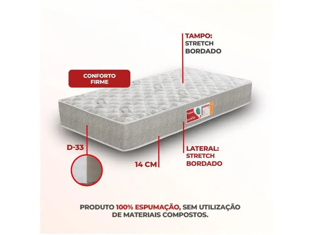 Single Mattress Foam D33 14x78x188cm Turquoise