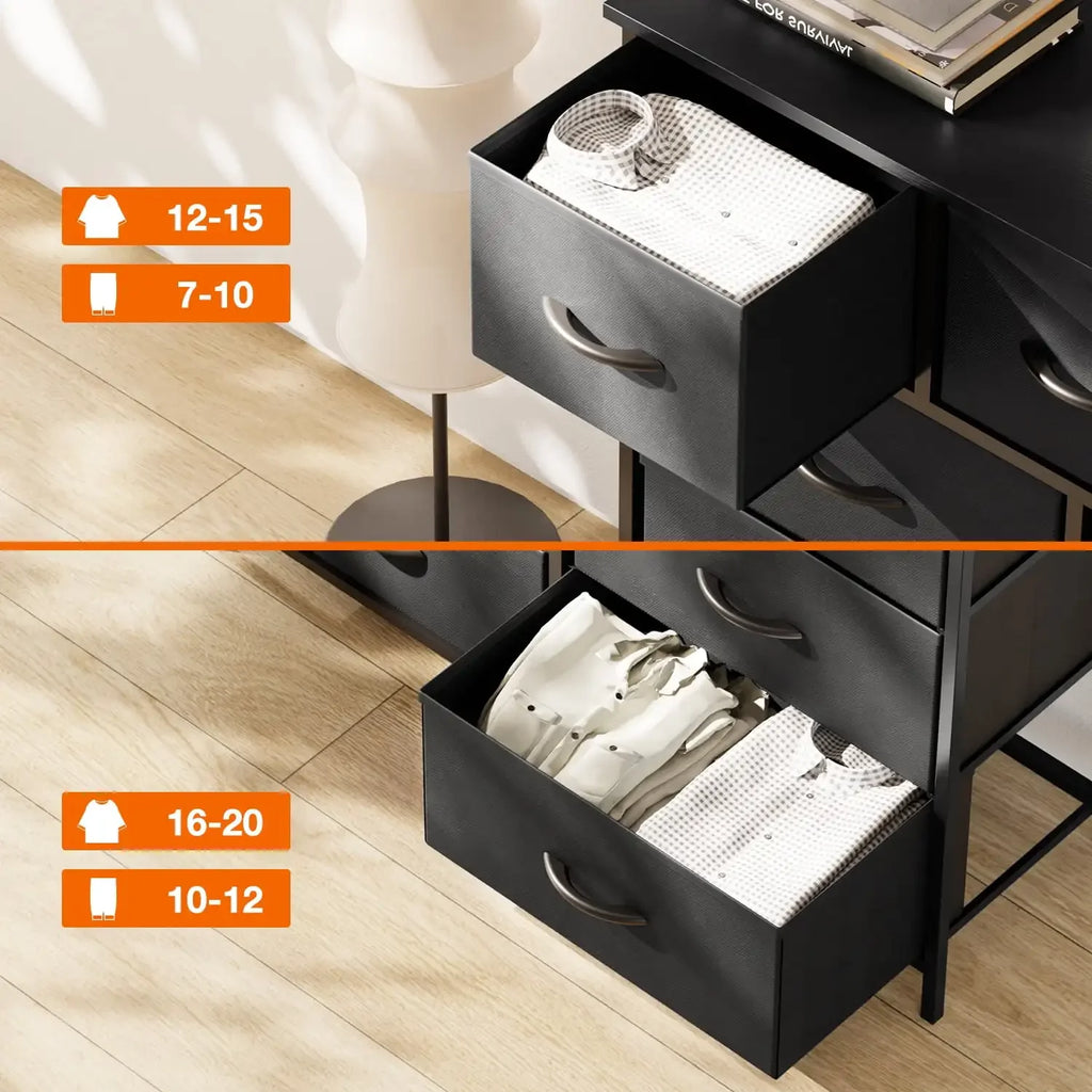 9 Drawer Fabric Dresser for Bedroom, Chest of Drawer Organizer Storage Cabinet for Closet, Entryway, Black