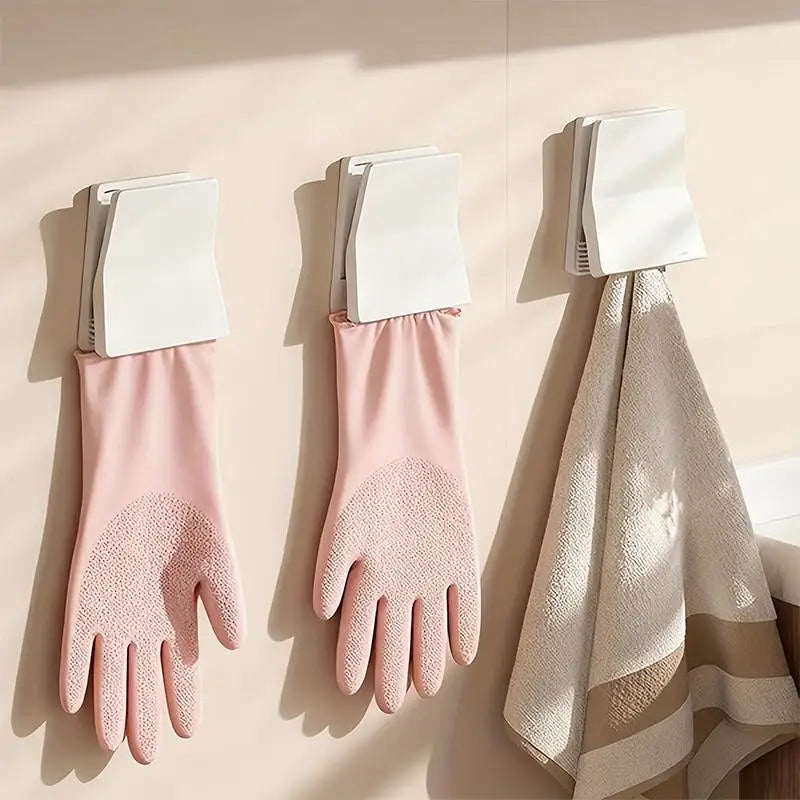 Kitchen Clips 4pcs Sealing Bathroom Toothpaste Holder No-drill Wall-mounted Dishwashing Glove Storage Home Organization