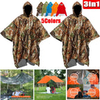 3-in-1 Multifunction Travel Waterproof Poncho Outdoors Rain Coat Shelter Camping Mat Backpack Cover Women Men Raincoat
