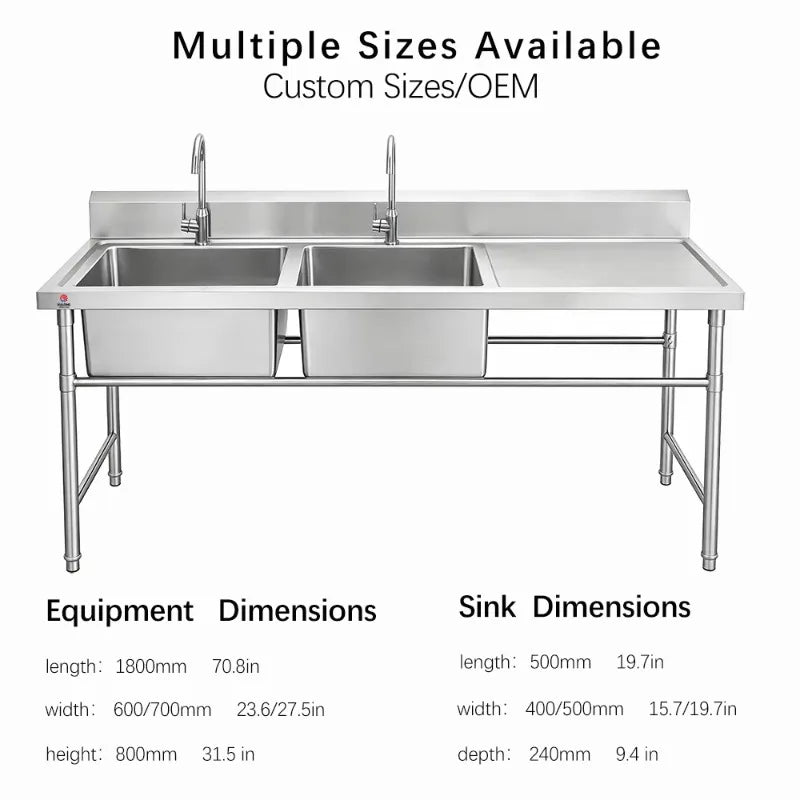 Custom Stainless Steel Kitchen Work Table Commercial Food Prep Table for Restaurant Hotel Kitchen Use