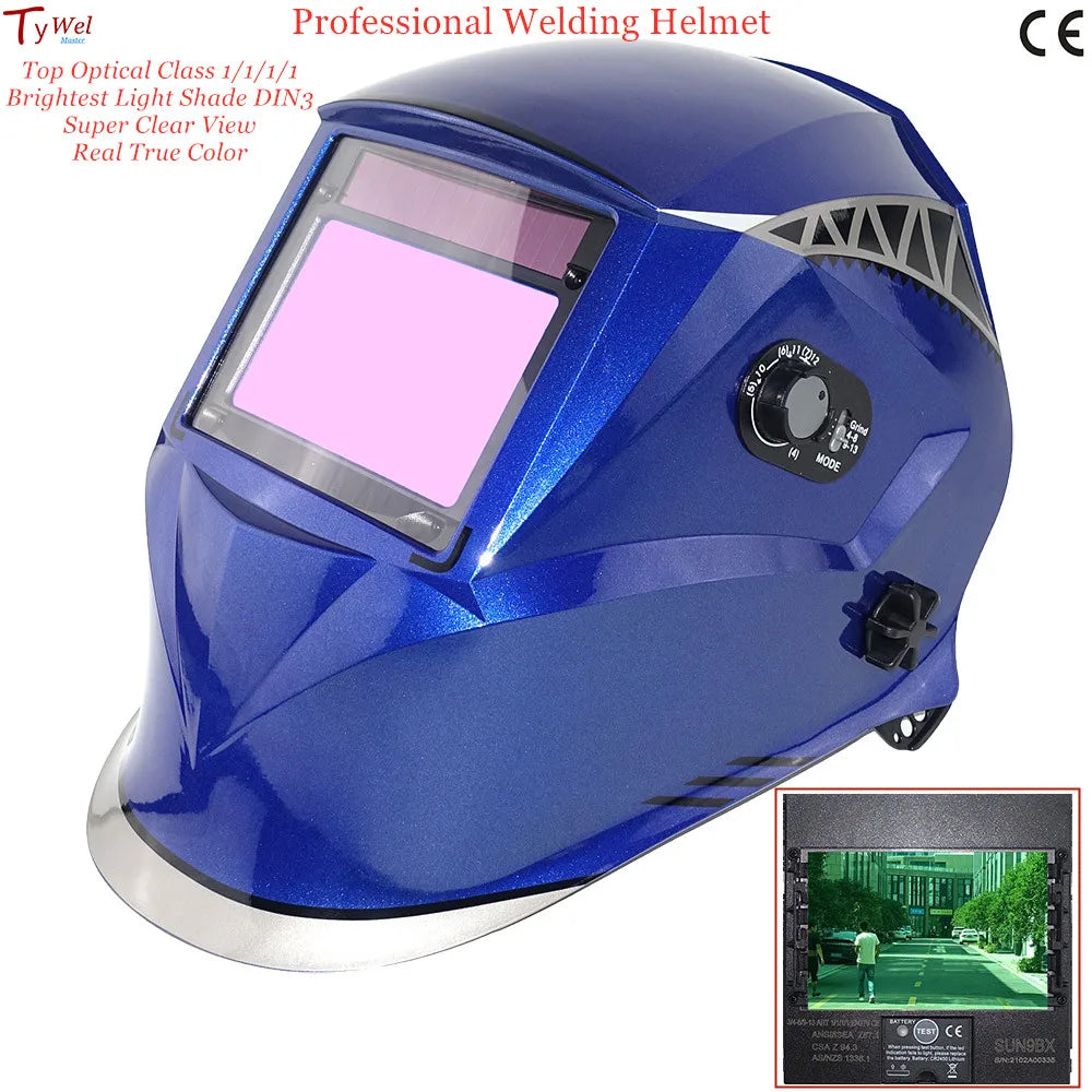 Welding Mask 100*65mm 1111 4 Sensors Grinding DIN 3/4-13 MMA MIG TIG EN 379 UL CSA AS Solar Auto Darkening Welding Helmet