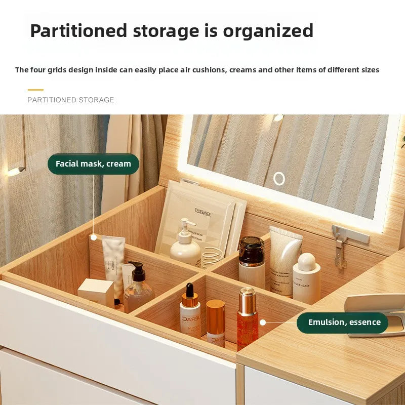 Dressing table Desk Small apartment ins style household bedroom Simple bay window Dresser Integrated cabinet Makeup table