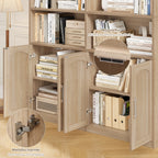 Getone Bookshelf Books wardrobe high wardrobe with 12 compartments 4 doors standing rack for living room office kitchen 115x27x185.5 cm