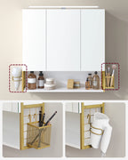 VASAGLE wardrobe bathroom mirror with lighting, bathroom wardrobe, integrated cable, bathroom wardrobe, wall wardrobe
