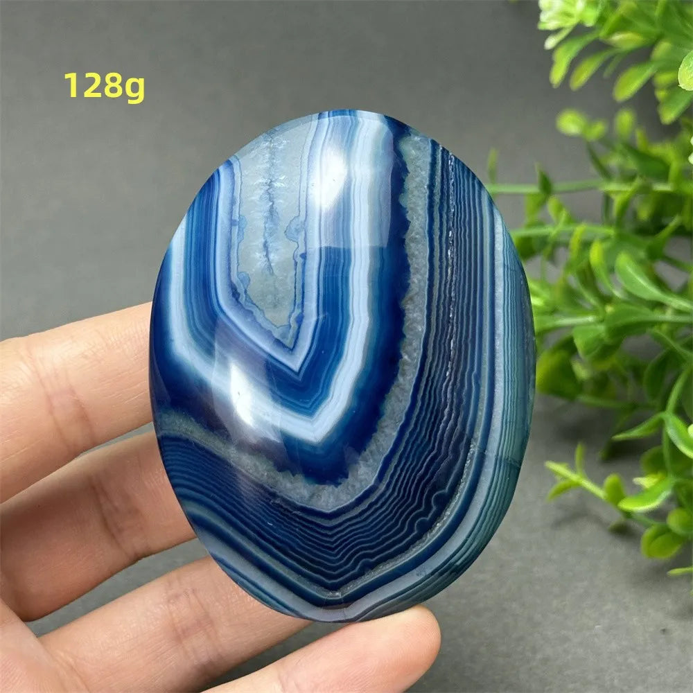 Natural Blue Agate Palm Play Healing Spiritual Meditation Chakra Witchcraft Prayer Energy Feng Shui Home Decor Gift