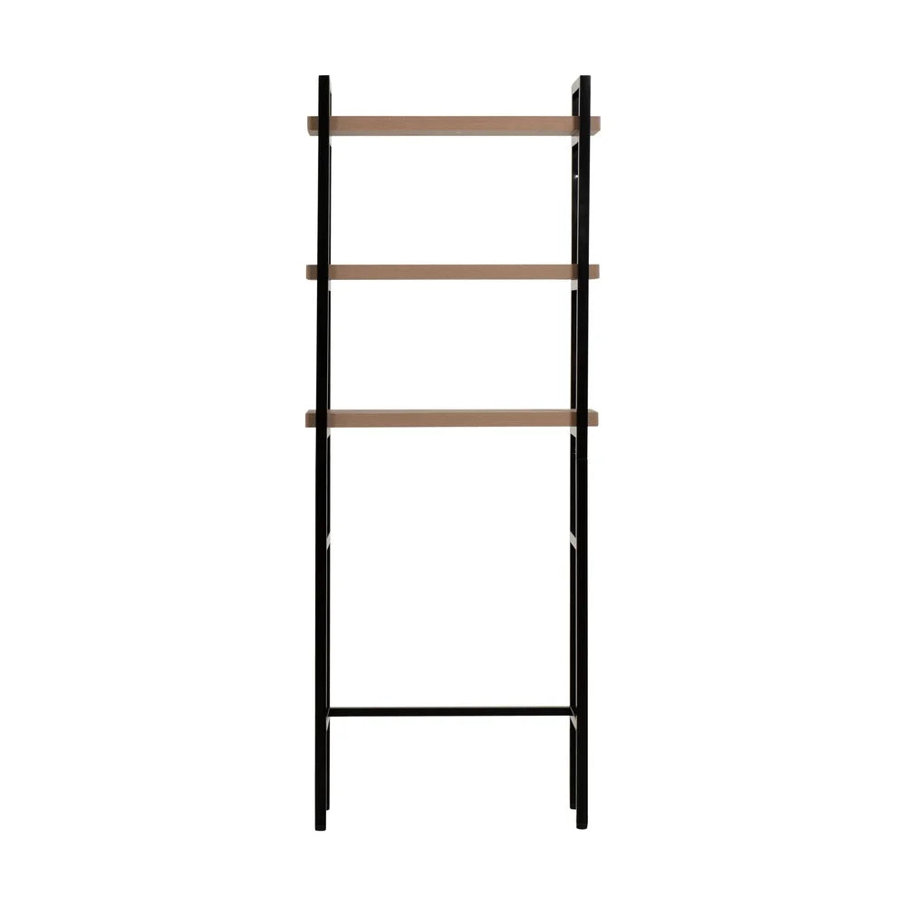 Over-the-Toilet Storage Rack 3-Shelf Adjustable Bathroom Organizer Metal Frame Natural Oak Shelves Space Saver Easy Assembly