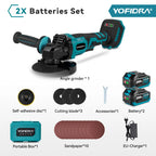 YOFIDRA 125mm Brushless Angle Grinder 3 Gears M14 Cordless Electric Impact Grinding Power Tool For Makita 18V Battery Pin