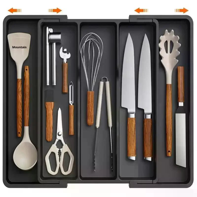 Expandable Cooking Utensil Tray Utensil Organizer For Kitchen Drawers Adjustable Cutlery Silverware Flatware Holder Kitchen Tool