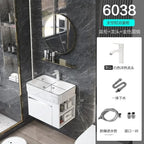 Minimalist Mini Bathroom Cabinet with Side Storage Ceramic Integrated Basin Bathroom Vanity Cabinet with Sink Bathroom Furniture