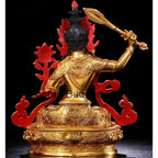 8.5" Antique Handpainted bronze gilt Manjushri Buddha statue Bodhisattva Tara