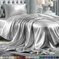 Satin Bed Sheets - 4 Piece Luxury Silky Queen Size Bedding Set, Wrinkle-Free with 15” Deep Pocket Fitted Sheet, Bedding Set