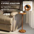 Drink Table,Compact Side Table with Phone Slot and Weighted Base, Durable Pedestal Table Accent for Living Room,Office