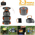 Camping Cookware Kit Outdoor Cooking Set Aluminum Pot Equipment Travel Tableware Kitchen for Hiking Picnic BBQ