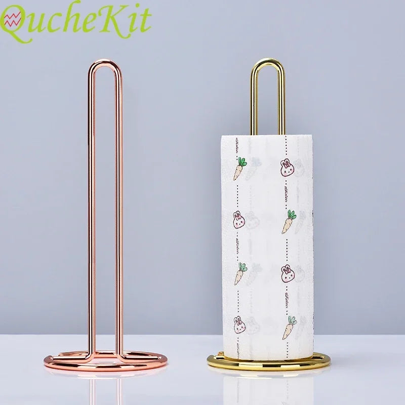 Kitchen Roll Paper Towel Rack Bathroom Stainless Steel Standing Paper Holder Rose Gold Nakins Rack Kitchen Organizer Accessories