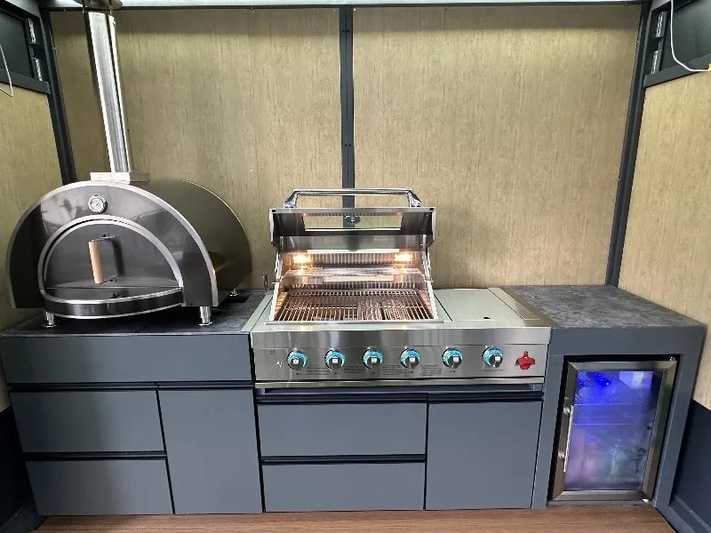 Customized Outdoor Kitchen Gas Grill Kitchen Cabinet and BBQ Grill With Shed Outdoor Kitchen Modules
