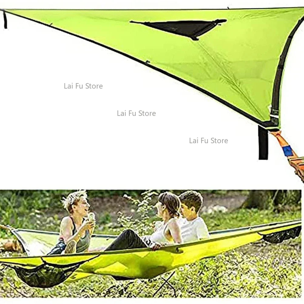 Portable Triangle Hammock 4Mx4Mx4M Multi Person Aerial Mat Convenient Outdoor Camping Sleep Hammock Portable Hanging Bed