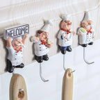 Kitchen Creative Chef Cartoon Storage Rack Hooks Wall Hanger Kitchen Hooks For Utensils Suitable Household Bedroom Door Hook