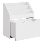 SONGMICS Kids Bookshelf and Toy Organiser, Toy Storage Chest and Bookcase with 3 Shelves, Storage Box with Wheels, Multipurpose